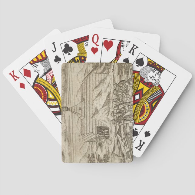 Crew killing and skinning bears, outside  the cabi poker cards (Back)