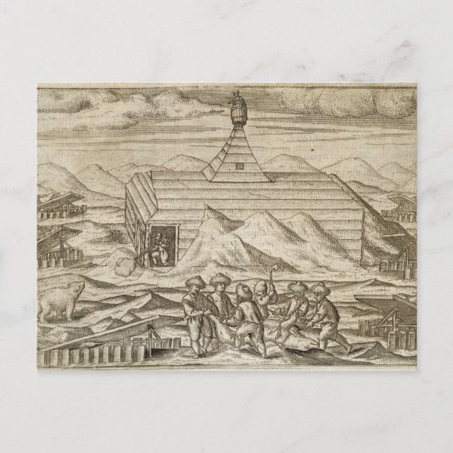 Crew killing and skinning bears, outside  the cabi postcard (Front)