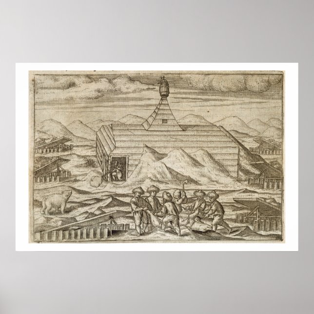 Crew killing and skinning bears, outside  the cabi poster (Front)