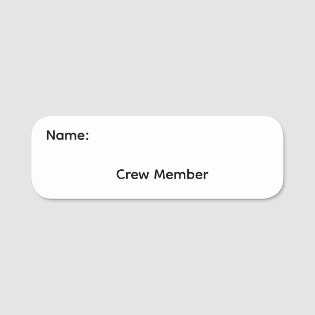 Crew Member Pinback Name Tag Button (Front)