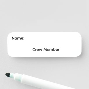Crew Member Reusable Dry Erase Name Tag magnetic