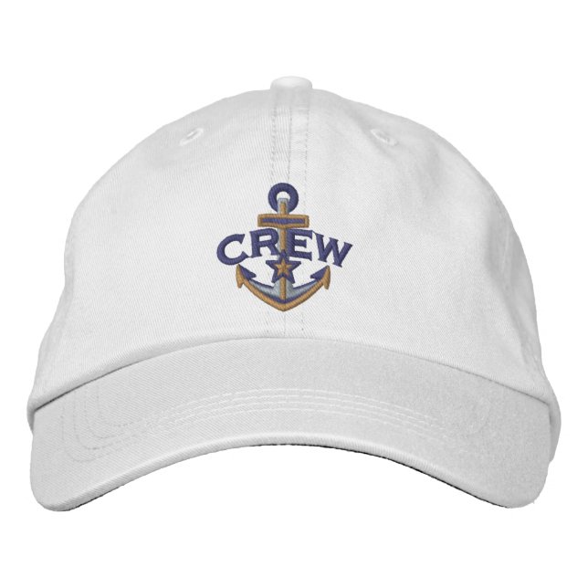 Crew Nautical Star Anchor Embroidery Embroidered Baseball Cap (Front)