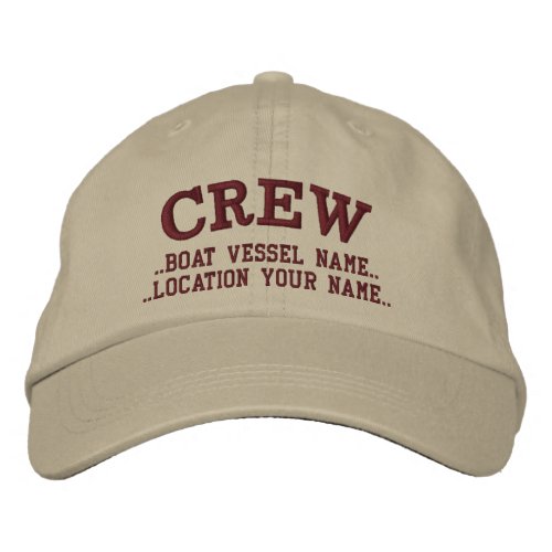 CREW Personalize it Your Boat Your Name Embroidered Baseball Cap