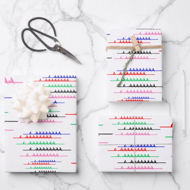 Crew Race Rowers Rowing - Five Boats Wrapping Paper Sheets (Front)