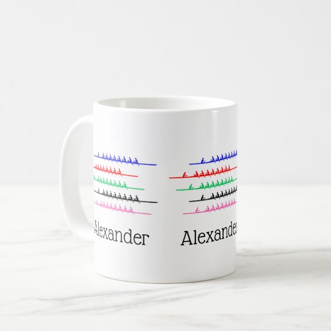 Crew Race Rowers Rowing - Up to Five Boats Coffee Mug (Front Left)