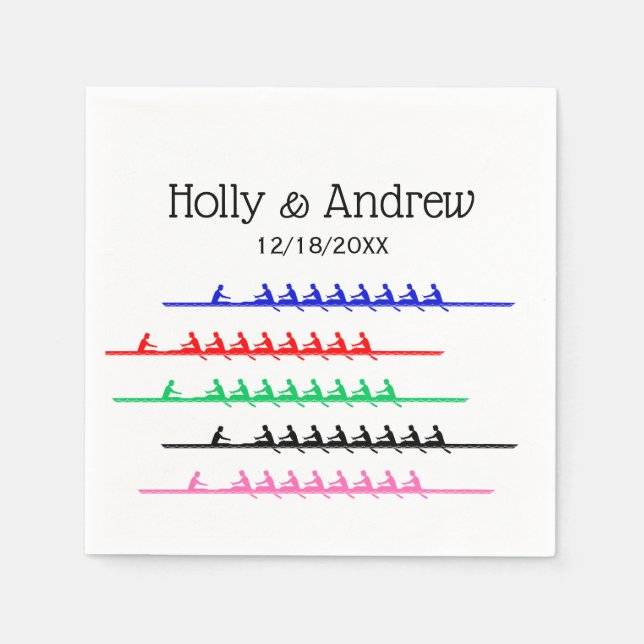 Crew Race Rowers Rowing - Up to Five Boats Napkins (Front)