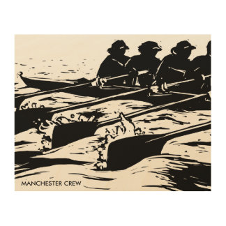 Crew Rowing Wood Art in Black and White