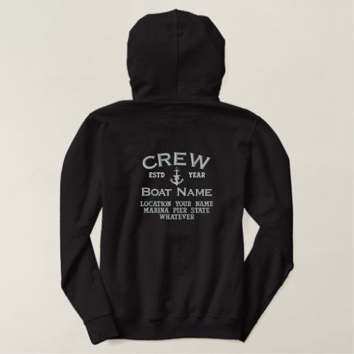 Crew Silver Star Anchor Easily Personalized Embroidered Hoodie