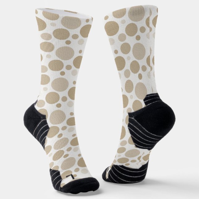 Crew Socks Beige Circles  (Angled)