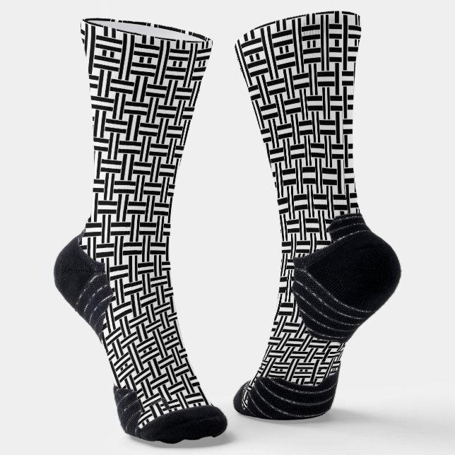 Crew Socks Black & White Stripe (Angled)