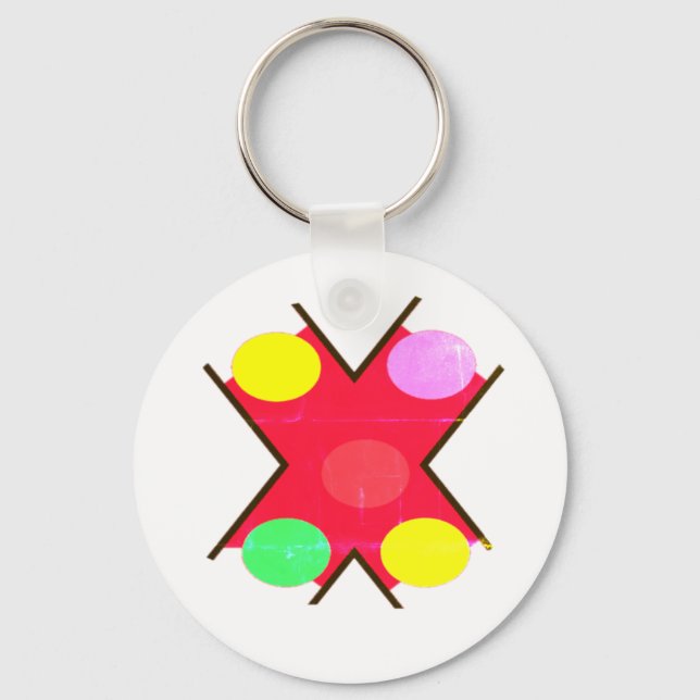 Crew Socks GIANT DOTS YELLOW RED BRIGHT GREEN     Keychain (Front)