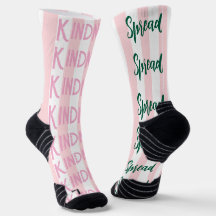 Crew Socks Pink & White Stripe Spread Kindness