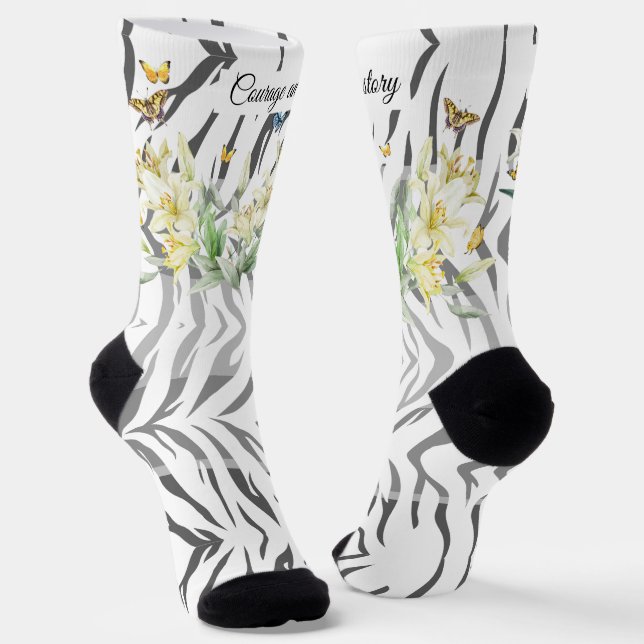 Crew Socks Tiger, Lilly and Butterflies (Angled)