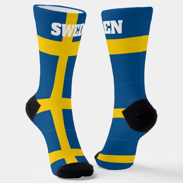 crew socks with flag of Sweden (Angled)