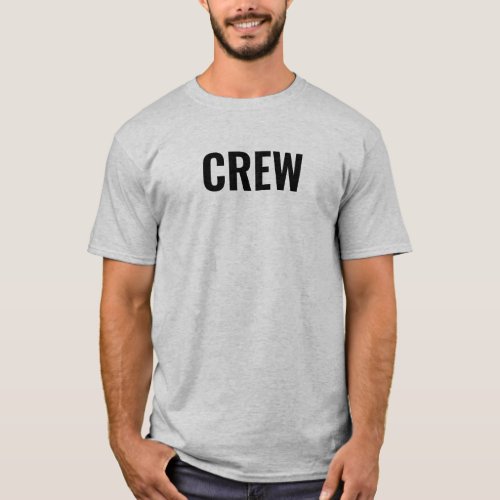Crew Staff Bulk Double Sided Design Mens Grey T_Shirt