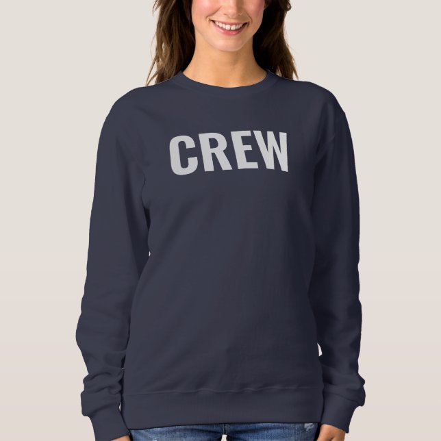 Crew Team Add Logo Text Here Womens Navy Blue Sweatshirt (Front)