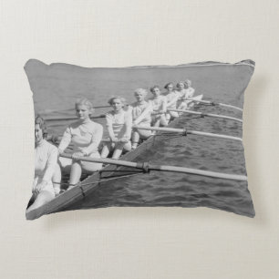 CREW TEAMvintage, sport, row, team, boat, retro, c Accent Pillow