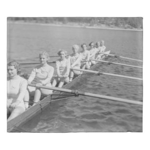 CREW TEAMvintage, sport, row, team, boat, retro, c Duvet Cover