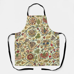Crewel Work Embroidery Fruit and Flowers Apron