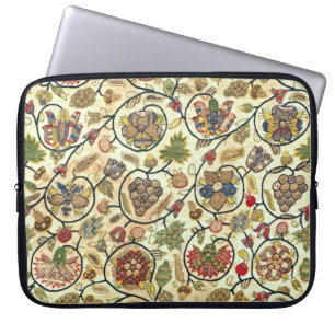 Crewel Work Embroidery Fruit and Flowers Laptop Sleeve