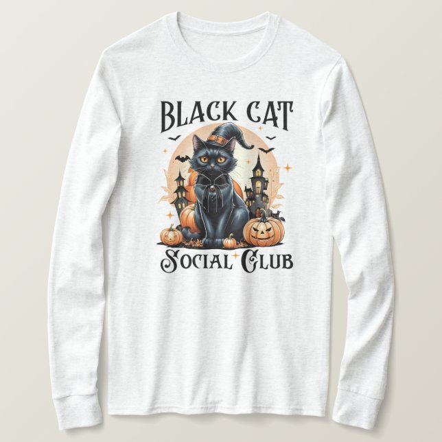 Crewneck Black Cat Social Club Shirt  (Design Front)
