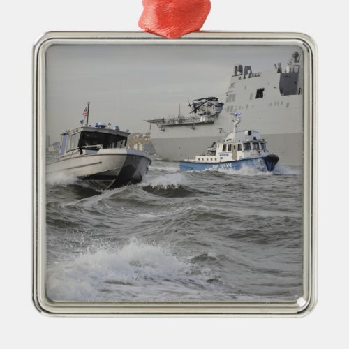 Crews from the coast guard and police departmen metal ornament