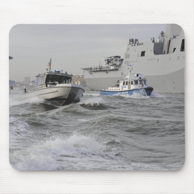 Crews from the coast guard and police departmen mouse pad (Front)