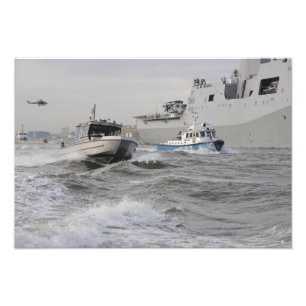 Crews from the coast guard and police departmen photo print
