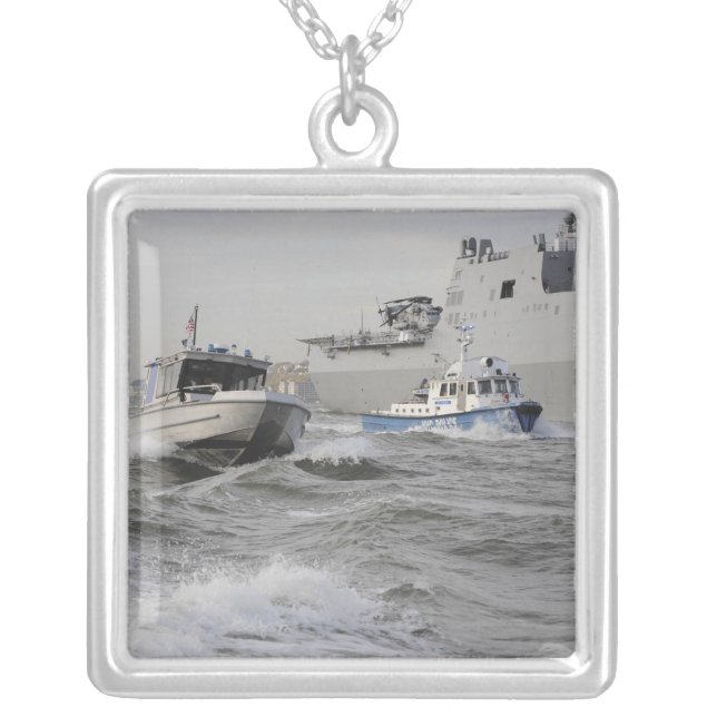 Crews from the coast guard and police departmen silver plated necklace (Front)