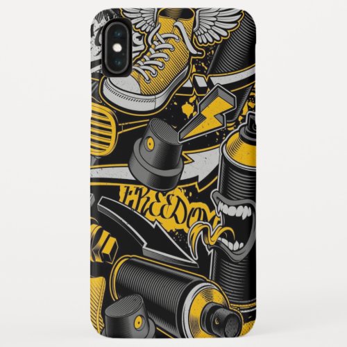 Crezy Music Black Yellow Graffiti Spay all star iPhone XS Max Case