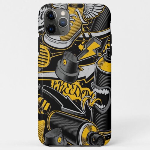 Crezy Music Black Yellow Graffiti Spay all star iPhone 11 Pro Max Case
