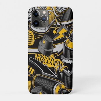 Crezy Music Black Yellow Graffiti Spay All Star Iphone 11 Pro Case by nonstopshop at Zazzle
