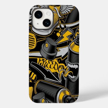 Crezy Music Black Yellow Graffiti Spay All Star Case-mate Iphone 14 Case by nonstopshop at Zazzle