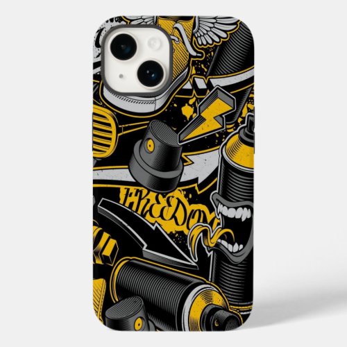Crezy Music Black Yellow Graffiti Spay all star Case_Mate iPhone 14 Case