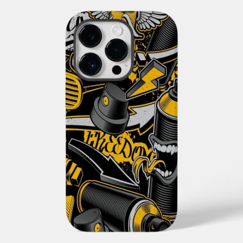 Crezy Music Black Yellow Graffiti Spay all star Case_Mate iPhone 14 Pro Case