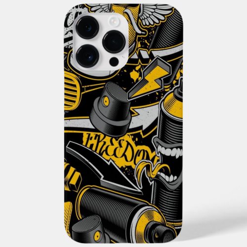 Crezy Music Black Yellow Graffiti Spay all star Case_Mate iPhone 14 Pro Max Case