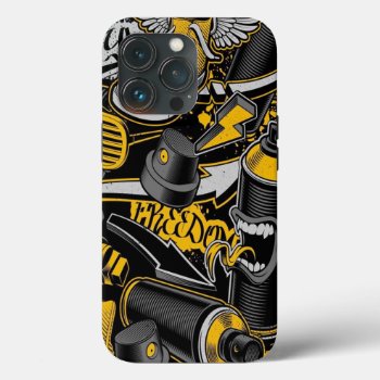 Crezy Music Black Yellow Graffiti Spay All Star Iphone 13 Pro Case by nonstopshop at Zazzle