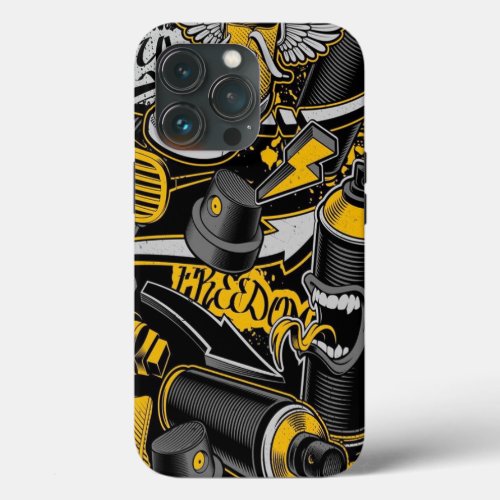 Crezy Music Black Yellow Graffiti Spay all star iPhone 13 Pro Case