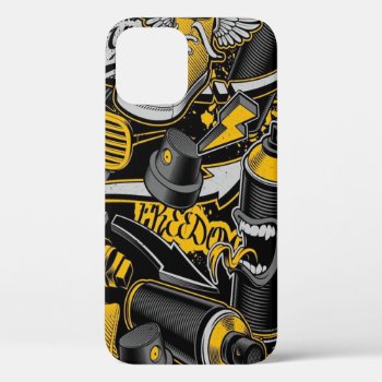 Crezy Music Black Yellow Graffiti Spay All Star Iphone 12 Pro Case by nonstopshop at Zazzle