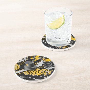 Crezy Music Black Yellow Graffiti Spay All Star Coaster by nonstopshop at Zazzle
