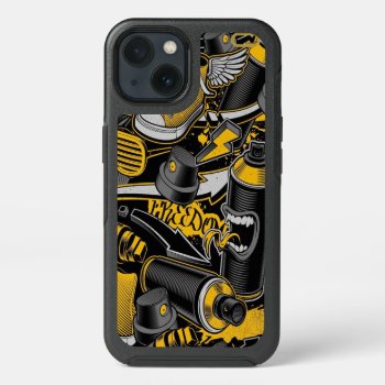 Crezy Music Black Yellow Graffiti Spay All Star Iphone 13 Case by nonstopshop at Zazzle