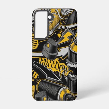 Crezy Music Black Yellow Graffiti Spay All Star Samsung Galaxy S21 Case by nonstopshop at Zazzle