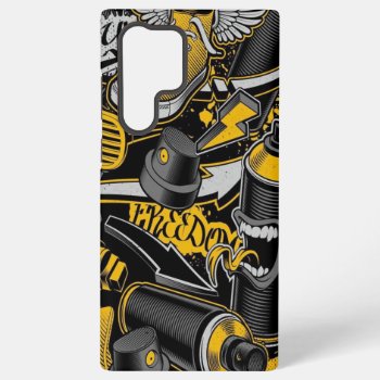 Crezy Music Black Yellow Graffiti Spay All Star Samsung Galaxy S22 Ultra Case by nonstopshop at Zazzle