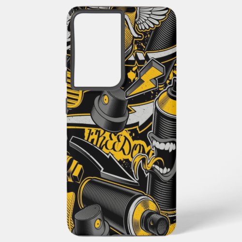 Crezy Music Black Yellow Graffiti Spay all star Samsung Galaxy S21 Ultra Case