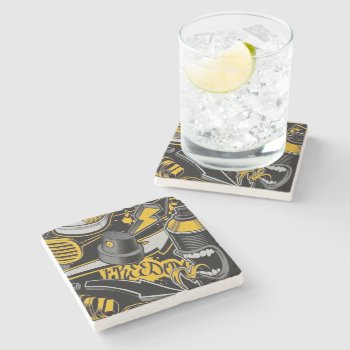 Crezy Music Black Yellow Graffiti Spay All Star Stone Coaster by nonstopshop at Zazzle