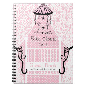 Crib and Lace Baby Shower Guest Book- Notebook