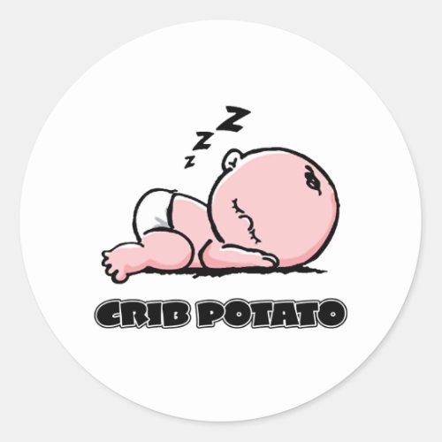 Crib Potato_ Small Sleeping Baby Classic Round Sticker