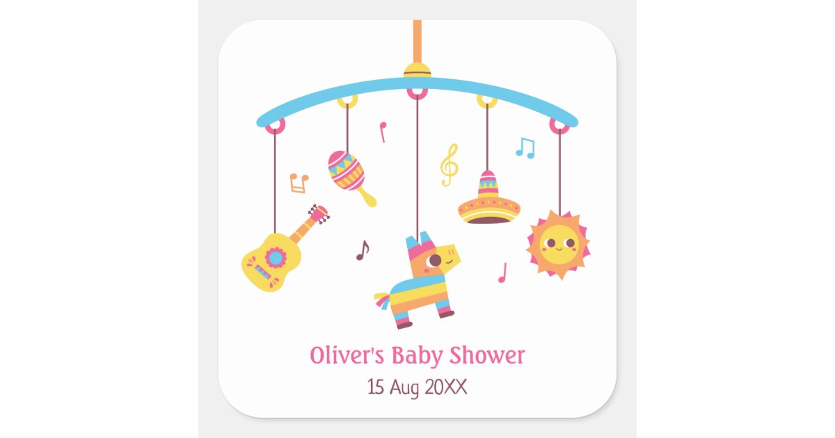 Crib Toys Mexican Themed Baby Shower Decorations Square Sticker