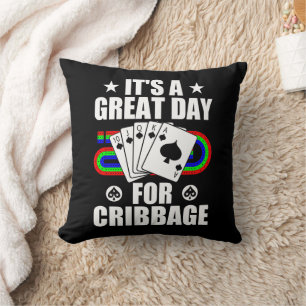 Cribbage Board For Cribbage Card Game Player Funny Throw Pillow