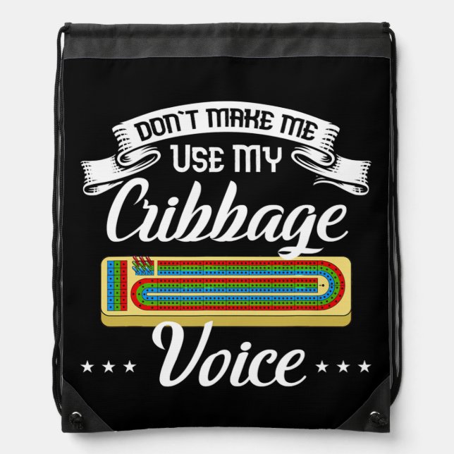 Cribbage Board Player Card Game Rules Crib Play Drawstring Bag (Front)